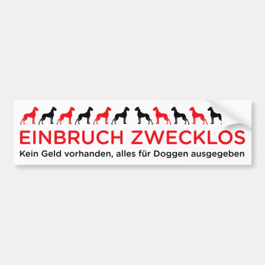Doggenautoaufkleber Bumpersticker (Voorkant)