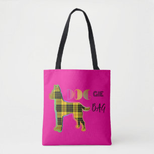 Doggie Bag Yellow Plaid Hot Pink Canvas tas