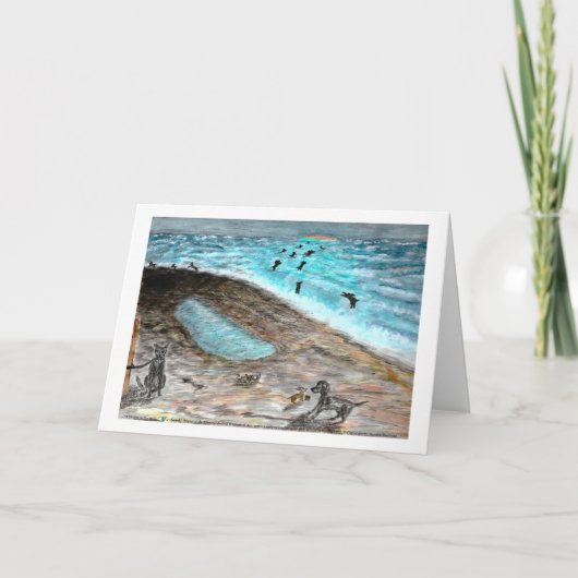 Doggie Beach Party Wenskaart Kaart (Voorkant)