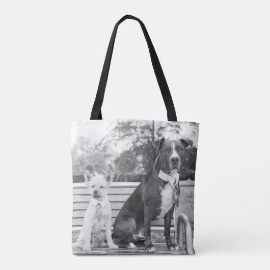 Doggie bruiloft canvas tas (Achterkant)