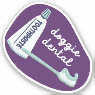 "Doggie Dental" hondenverzorging herinnering roze Sticker