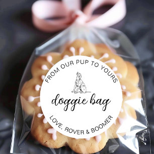 Doggie Dog Treat Pet Wedding Favor Vrijgezellenfee Ronde Sticker
