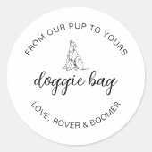 Doggie Dog Treat Pet Wedding Favor Vrijgezellenfee Ronde Sticker (Voorkant)