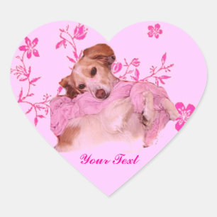 Doggie en Sticker Coeur Rose