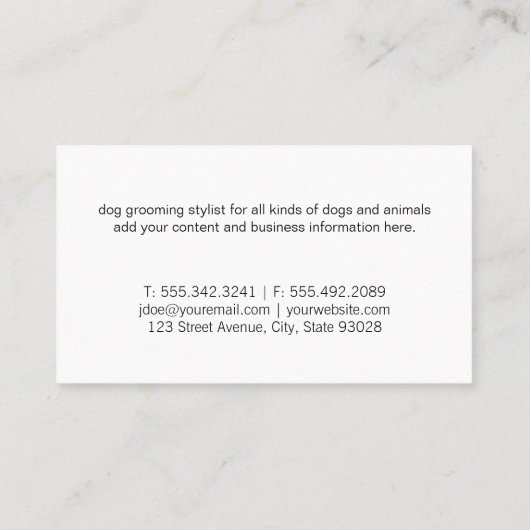 Doggie Grooming | Carte de visite ciseaux (Dos)