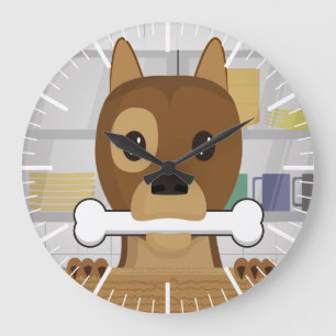 Doggie in de keuken grote klok