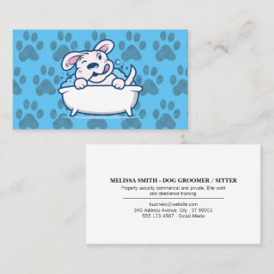 Doggie Paws Pattern Hond in Bathtub Visitekaartje