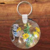 Doggie ruikt de bloemen! sleutelhanger (Achterkant)