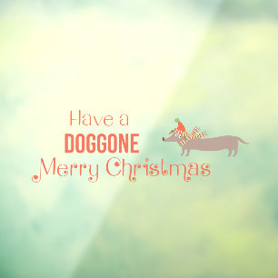 Doggo Merry Kerstmis Weiner Dog Raamsticker