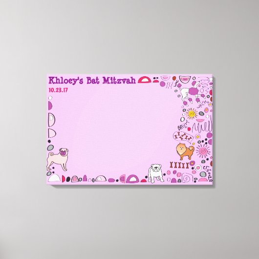 Doggy Dog Canvas Bat Mitzvah Sign-In Memory Board (Voorkant)