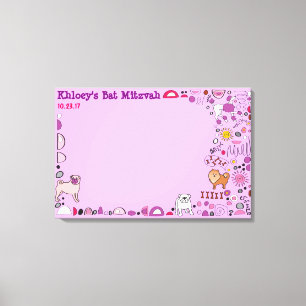 Doggy Dog Canvas Bat Mitzvah Sign-In Memory Board Afdruk