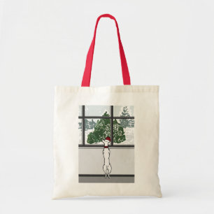 Doggy in het Tas voor Kerstmis in het raam