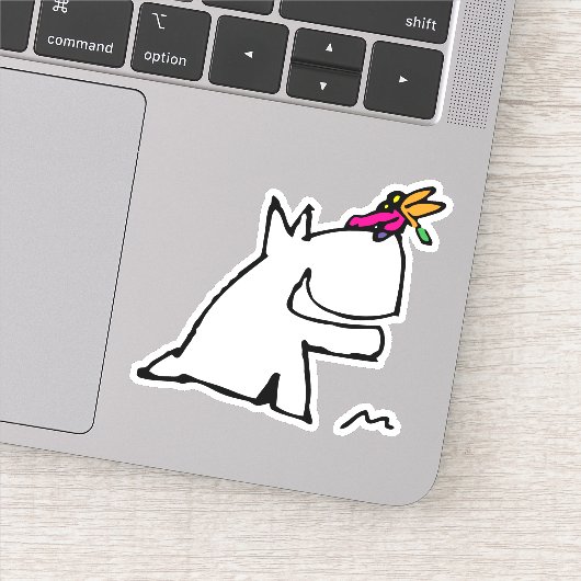 Doggy met Dragonfly Doodle Sticker (Detail)