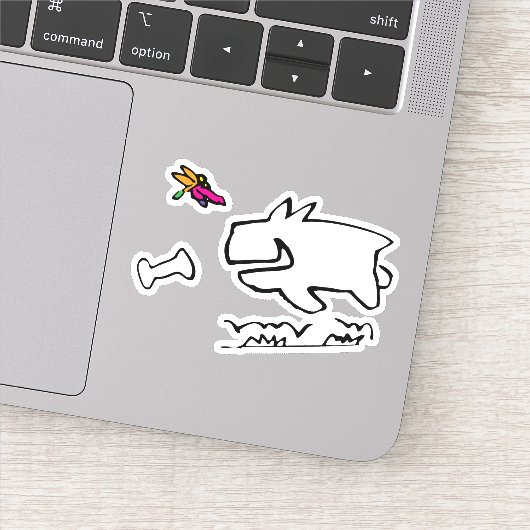 Doggy met DragonflyRun Doodle Sticker (Detail)