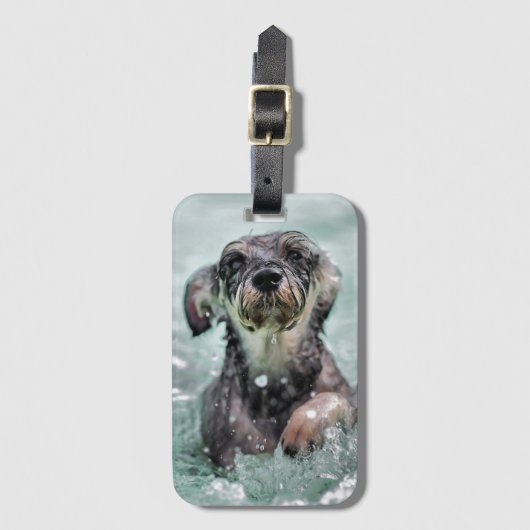 Doggy Paddle Cute Dog Swimming Bagagelabel (Voorkant (verticaal))