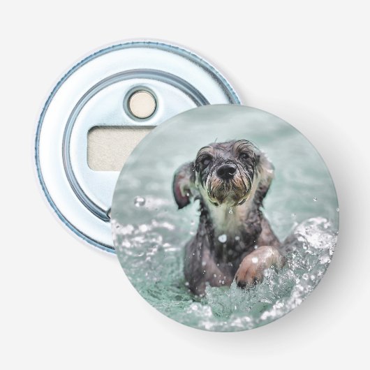 Doggy Paddle Cute Dog Swimming Button Flesopener (Voorkant)