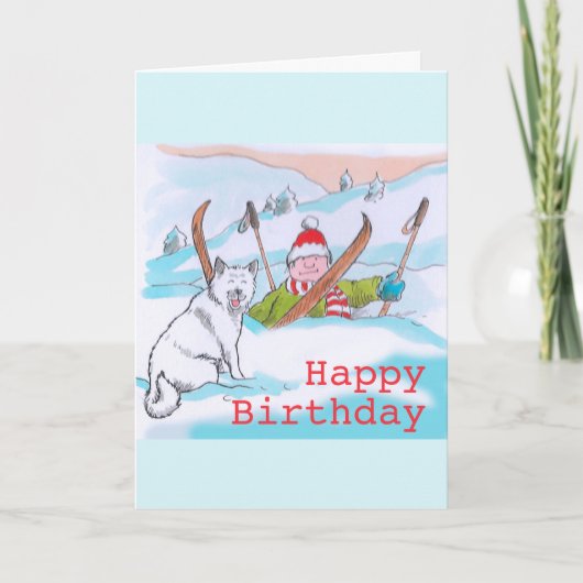 Doggy ski trip Carte d'anniversaire (Devant)
