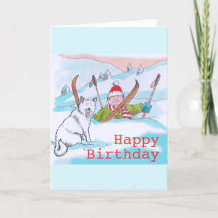 Doggy ski trip Carte d'anniversaire