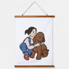 Doglover-meisje Hangend Wandkleed