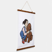 Doglover-meisje Hangend Wandkleed (Gebogen)