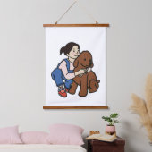 Doglover-meisje Hangend Wandkleed (Slaapkamer)