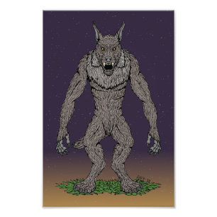 Dogman Cryptid of Weerwolf Foto Afdruk