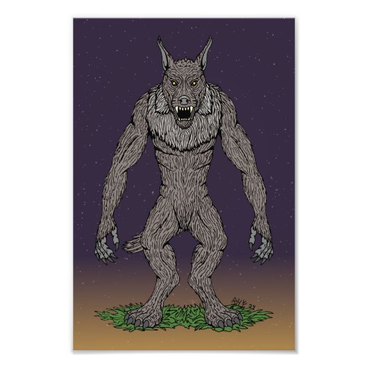 Dogman Cryptid of Weerwolf Foto Afdruk (Voorkant)