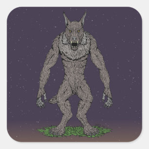 Dogman Cryptid of Weerwolf Vierkante Sticker