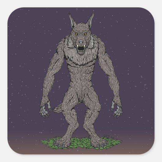 Dogman Cryptid of Weerwolf Vierkante Sticker (Voorkant)