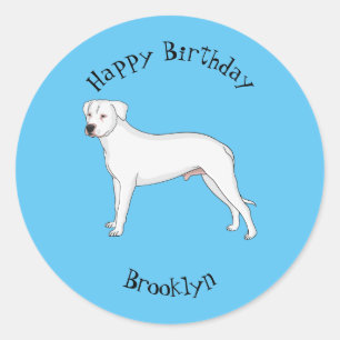 Dogo argentino cartoon afbeelding ronde sticker