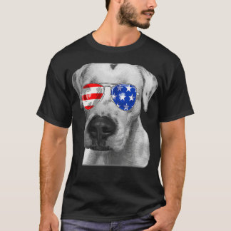 Dogo argentino Dog Sunglasses Flag American 4th of T-shirt