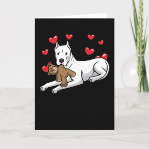 Dogo Argentino Dog with Stuffile Animal and Hearts Kaart