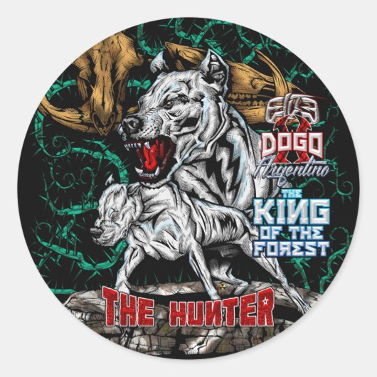 DOGO ARGENTINO - Hunter - King of Forest Ronde Sticker (Voorkant)