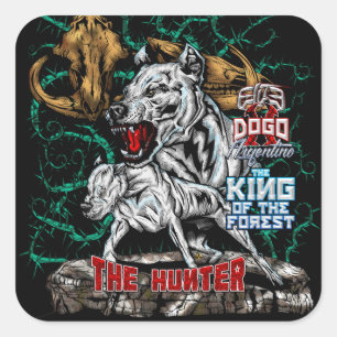 DOGO ARGENTINO - Hunter - King of Forest Vierkante Sticker