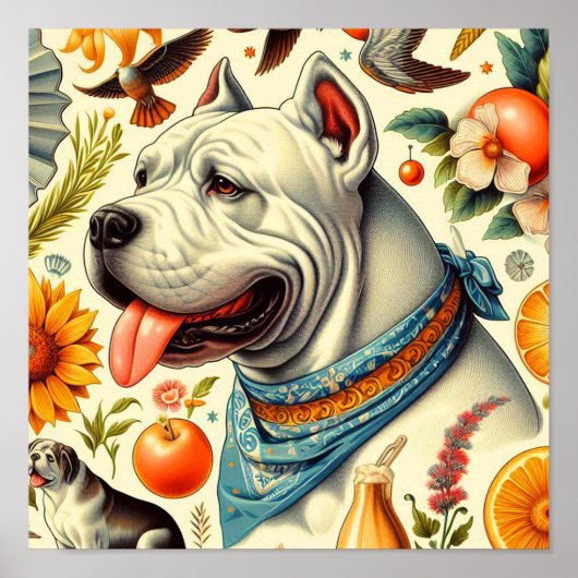  Dogo Argentino Illustratie Poster (Voorkant)