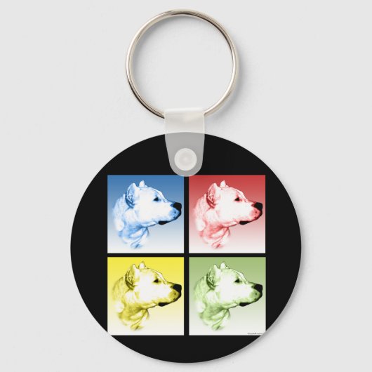 Dogo Argentino Pop Kunst Sleutelhanger (Voorkant)