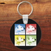 Dogo Argentino Pop Kunst Sleutelhanger (Achterkant)