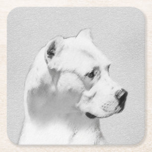 Dogo Argentino schilderen - Oorspronkelijke honden Vierkante Kartonnen Onderzetter