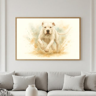 Dogo Argentino Waterverf Portret Poster
