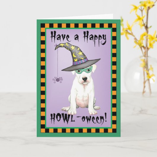 Dogo Argentino Witch Kaart (Gele Bloem)