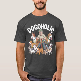 Dogoholic - Een oudere heer en al zijn honden T-shirt