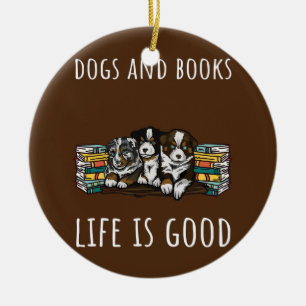 Dogs And Books Keramisch Ornament