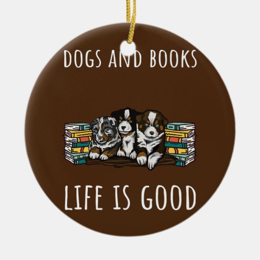Dogs And Books Keramisch Ornament (Voorkant)