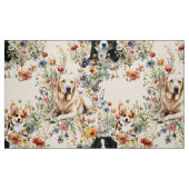 Dogs and Wildflowers Seamless Repeating Pattern Stof (Fat Quarter)
