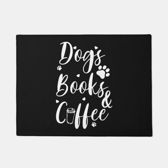 Dogs Books Coffe Dog Lover Book Worm Deurmat (Voorkant)