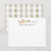 Dogs & Cat Personal Stationery Note Card Notitiekaartje (Voorkant / Achterkant)
