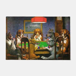 Dogs die de Deurklep van de Poker spelen Deurmat