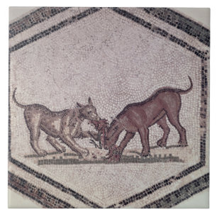 Dogs Fighting for a Bird, Roman, 2e eeuw ( Tegeltje