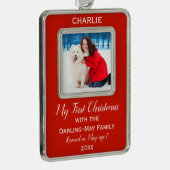 Dogs First Kerstmis Persoonlijke foto Keepomwille Verzilverd Kader Ornament (Rechts)