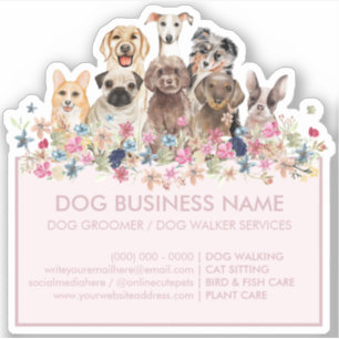 Dogs Flowers Blush Pink Rectangle Lijst Sticker